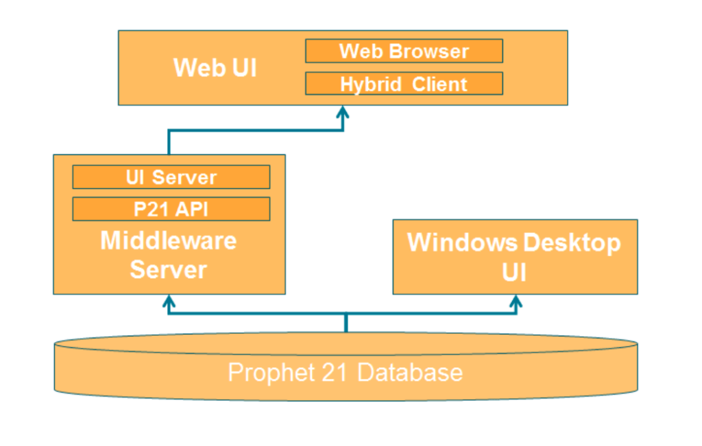 Graphic of Web-Enabled Prophet 21 Architecture